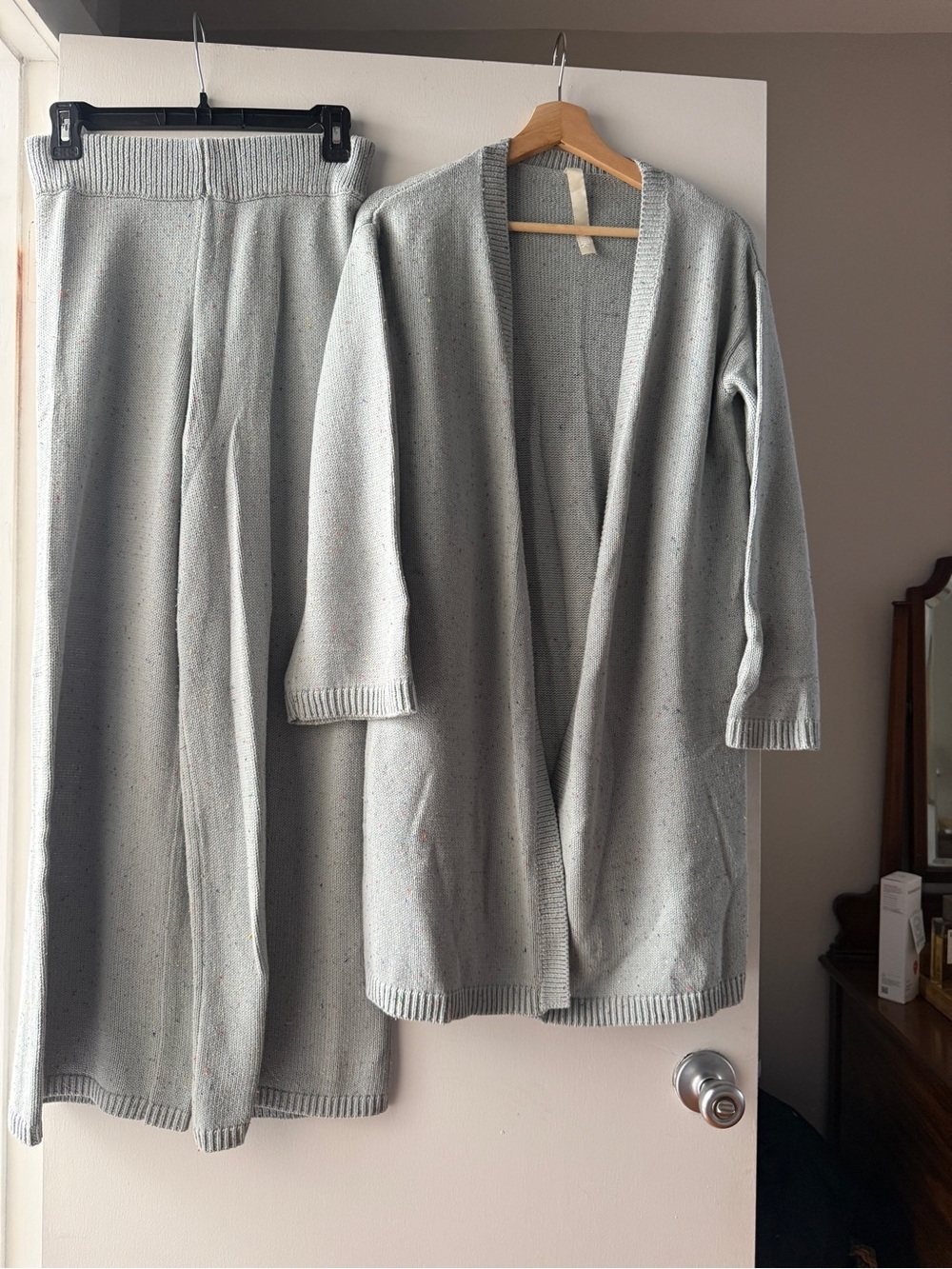 Milk pants and cardigan set